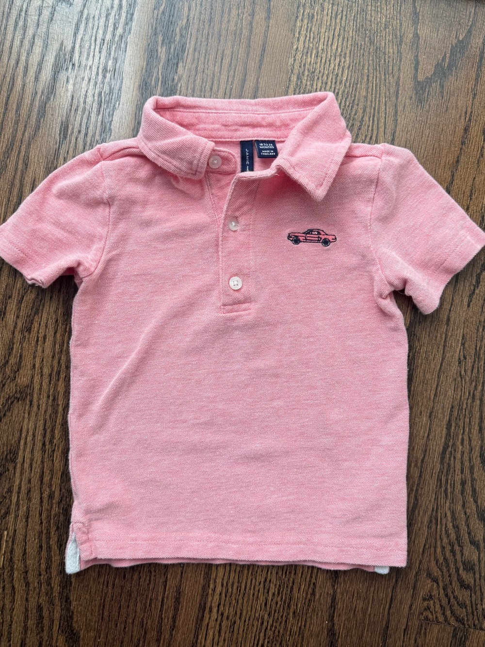 Janie and Jack Pink Polo with Car Embroidery